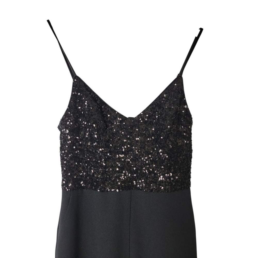 Eliza J Black Sequin Bodice Wide Leg Jumpsuit Size 4 Evening Formal Adjustable - Picture 3 of 13